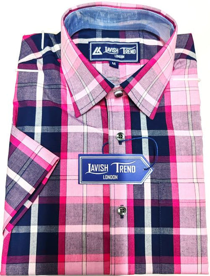 Check Shirt, Short Sleeve, 100% Cotton.