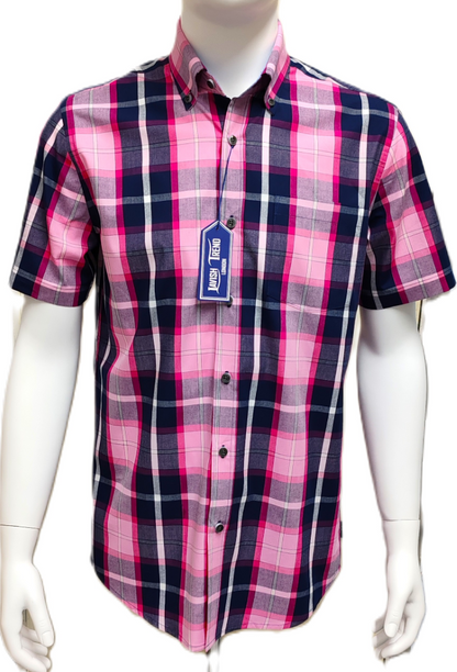 Check Shirt, Short Sleeve, 100% Cotton.