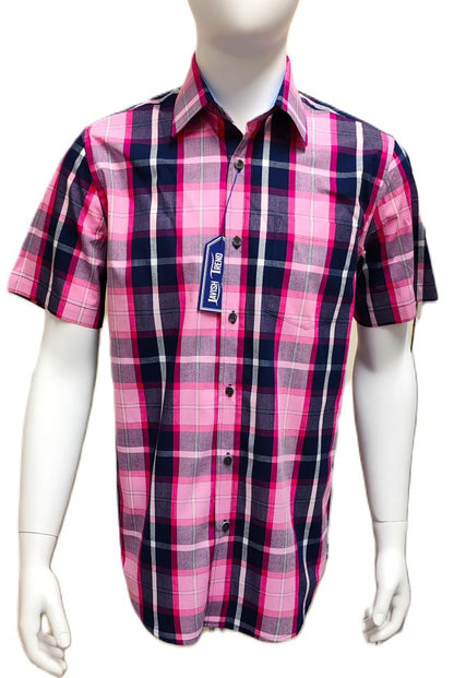 Check Shirt, Short Sleeve, 100% Cotton.