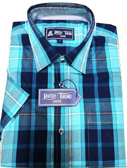 Check Shirt, 100% Cotton, Half Sleeve, Button free Collar