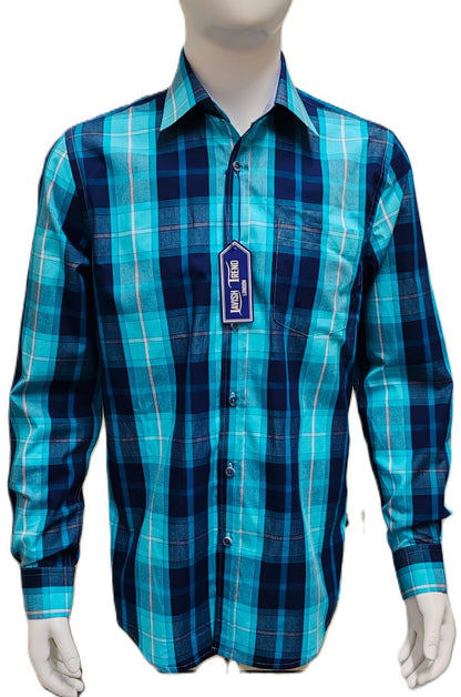 Check Shirt, Long Sleeve,  100% Cotton.