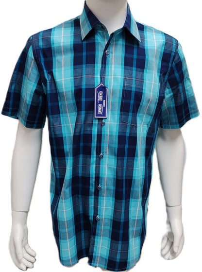 Check Shirt, 100% Cotton, Half Sleeve, Button free Collar