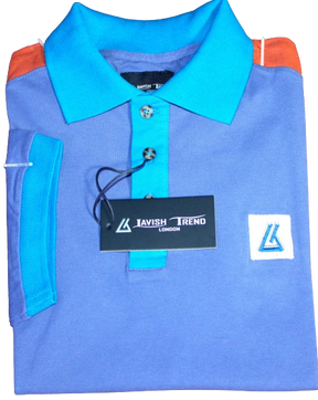 Polo Shirt for Men, Dark Blue/Light Blue/Maroon. Lavish Trend - London