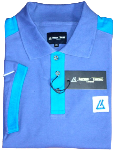 Polo Shirt, Dark Blue/Light Blue.  Cotton