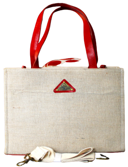 Unisex Hand Bag, 100% Top Grain Cowhide leather & Natural Jute Fabric