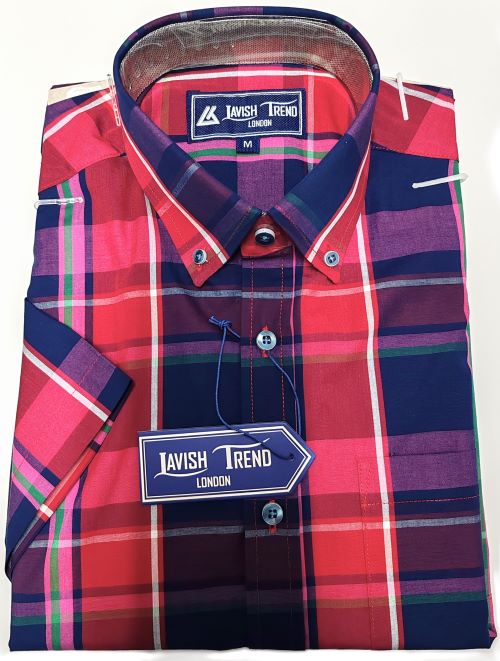 Check Shirt, Short Sleeve, 100% Cotton.