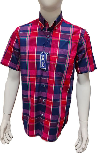 Check Shirt, Short Sleeve, 100% Cotton.