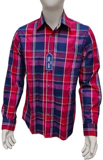 Check Shirt, Long Sleeve, 100% Cotton.