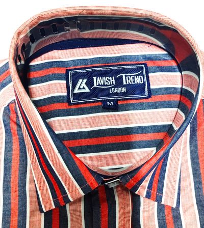 Stripe Shirt, Short Sleeve, 100% Cotton.