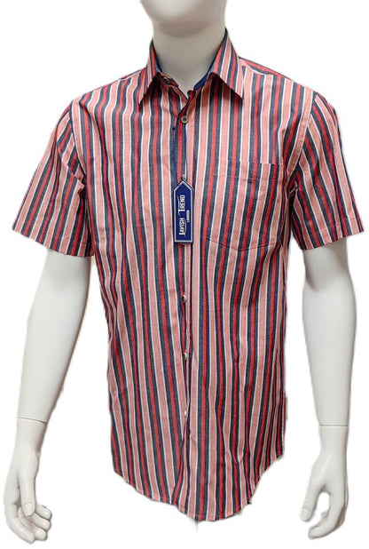 Stripe Shirt, Short Sleeve, 100% Cotton.