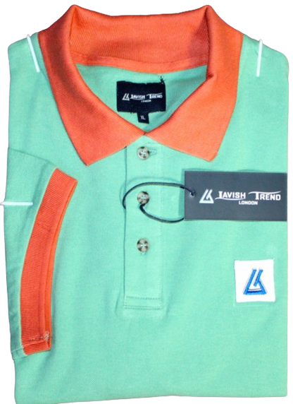 Polo Shirt, Green/Orange, Cotton