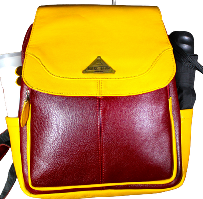 Unisex Office Bag/ Backpack/ School Bag; 100% Top Grain Cowhide Leather