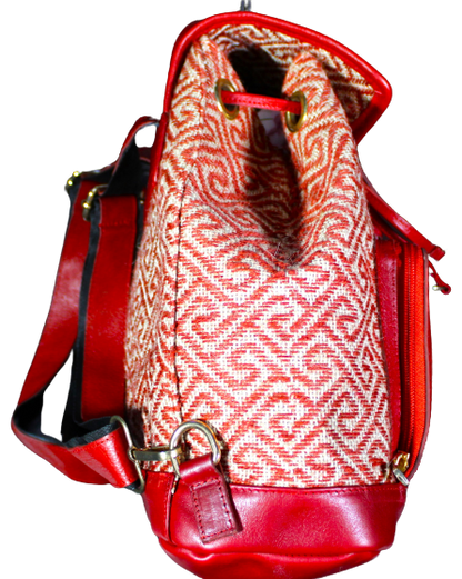 Ladies Office Bag/ Backpack/ School Bag; Leather and Fabric.