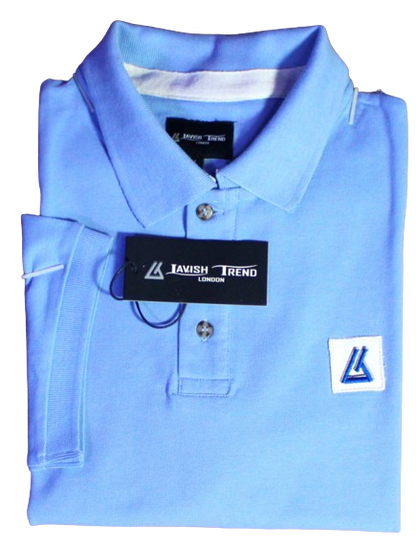 Polo Shirt, Light-Bright Sky Blue, Cotton