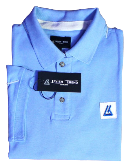 Polo Shirt, Light-Bright Sky Blue, Cotton